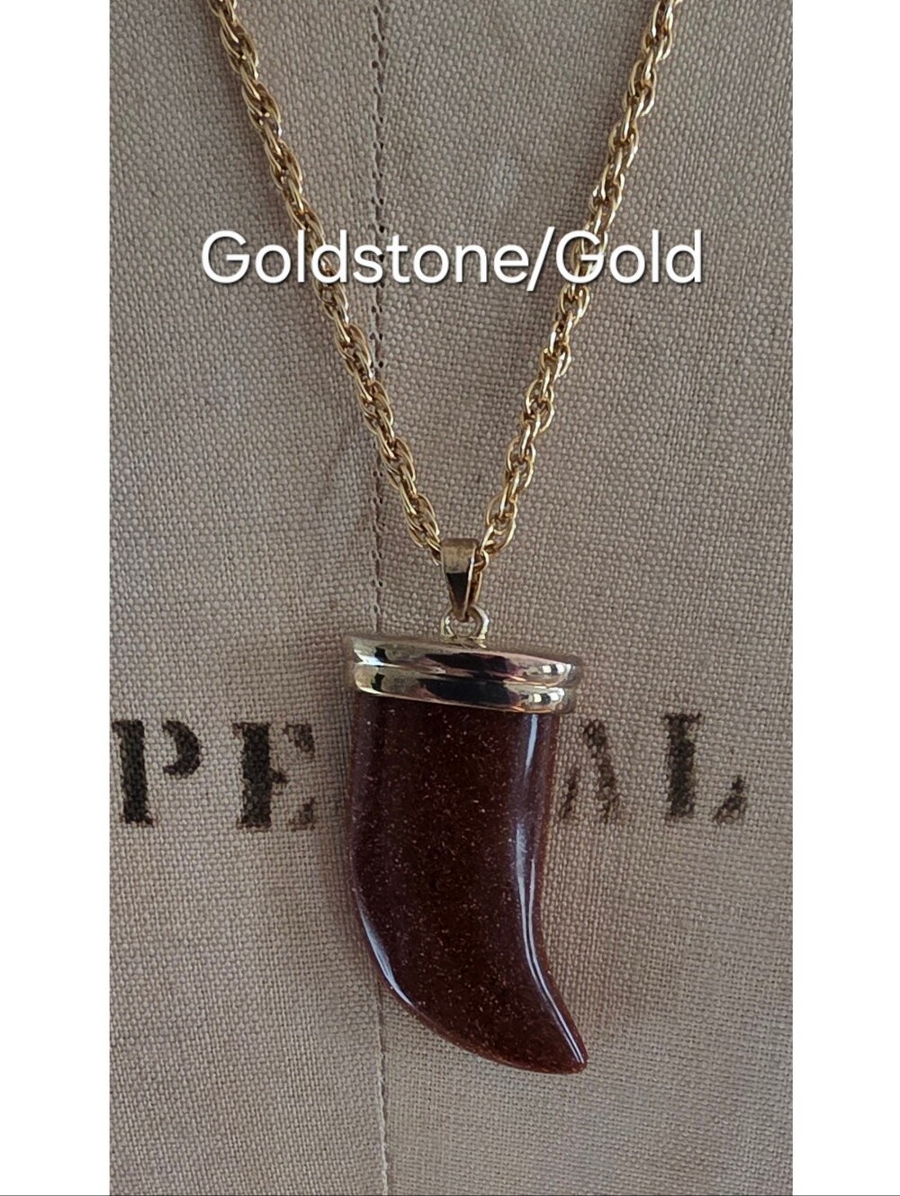 Huge Italian Horn Cornicello/Tiger's Claw Vintage Genuine Stone Pendant